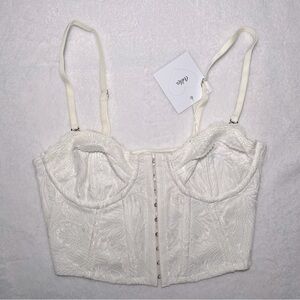 NWT Adika Size XS Lace Cropped Corset Top Unpadded W/ Adjustable Straps PAID $50